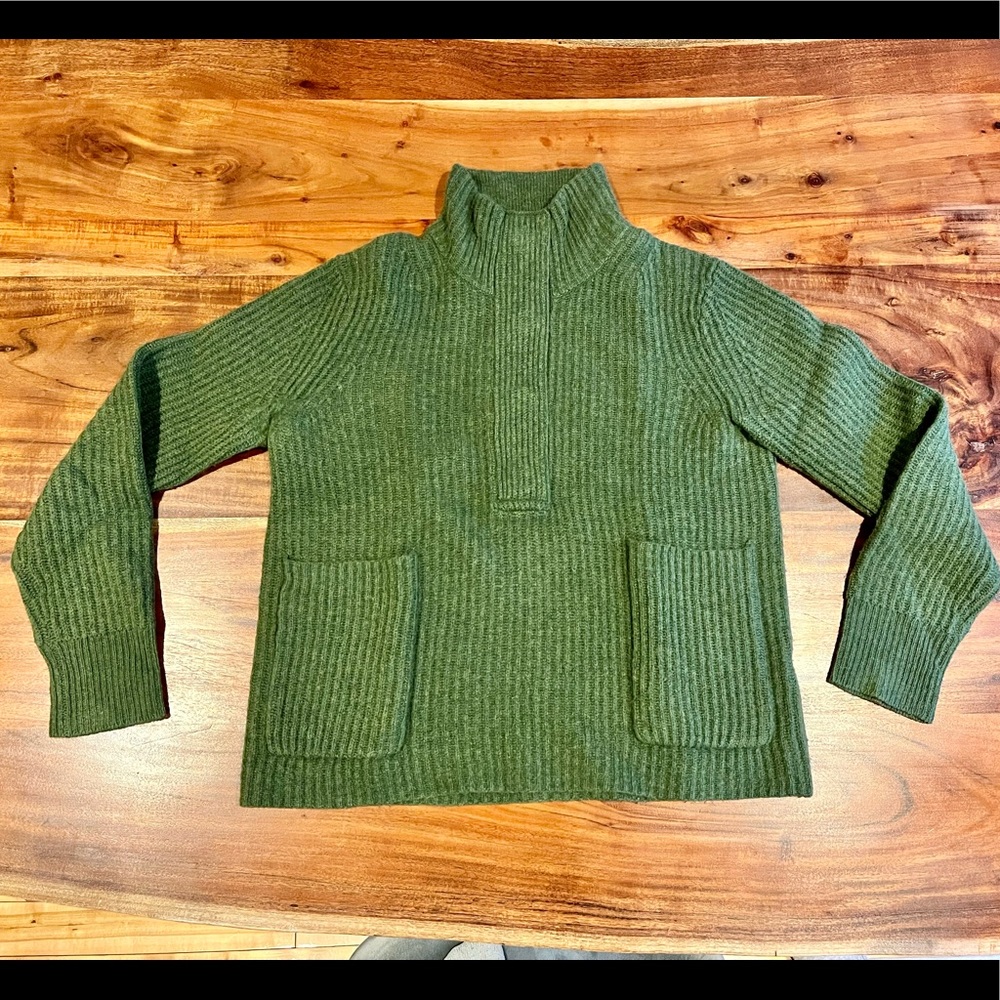 J Crew Ribbed Mockneck Sweater 1/4 button Neck
